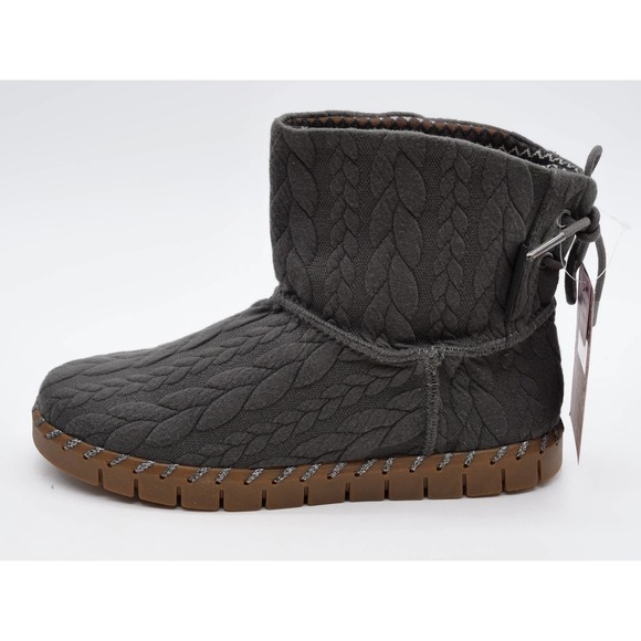 Muk Luks Ankle Boots Womens 9 Cable Knit Grey Hoboken Pull On Memory Foam Bootie - Picture 2 of 12